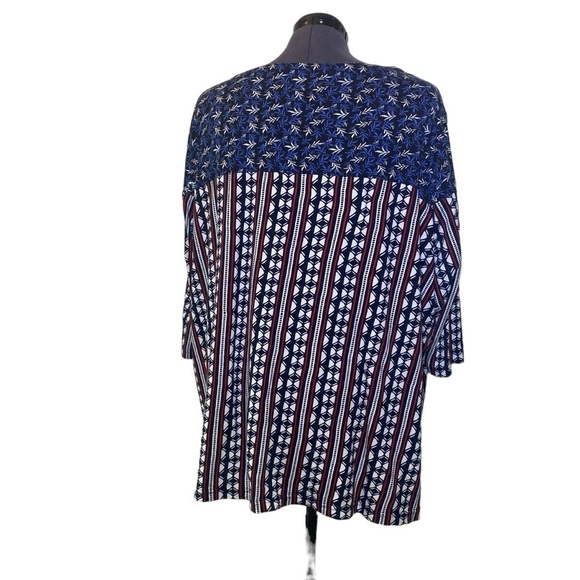 ULLA POPKEN Women's plus size 32/34 red blue white cotton tunic top pull over - Picture 3 of 8